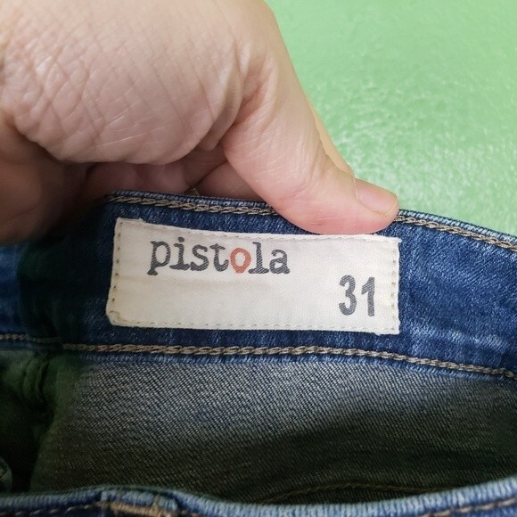 Pistola Women's Distressed High Rise Tapered Ankle Zip Denim Jeans Size 31 - Picture 5 of 10